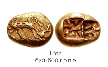 Dawna moneta z Efezu wykonana z elektrum